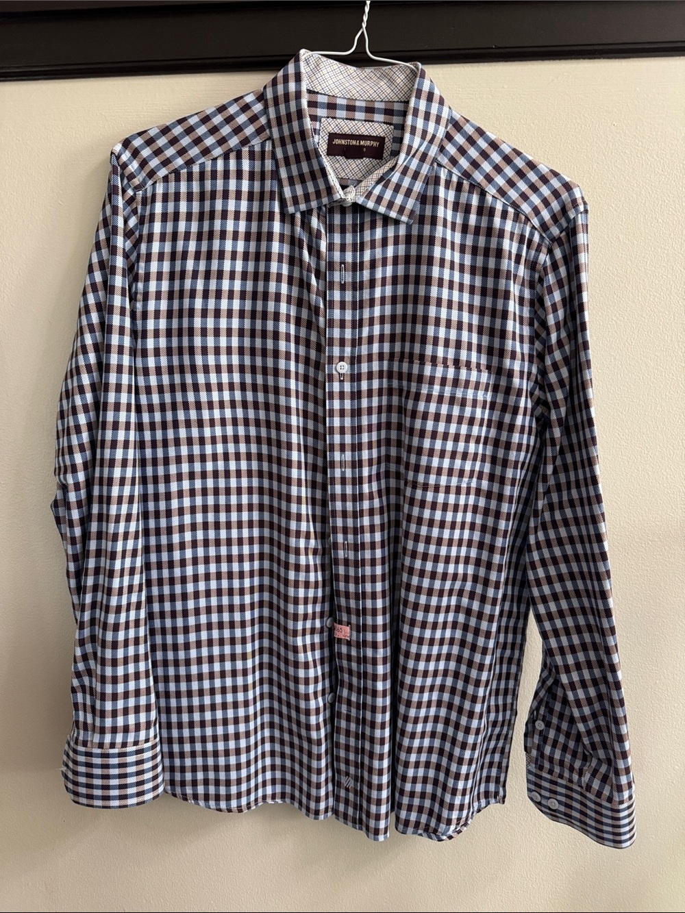 Johnston & Murphy Brown and Blue Check Dress Shirt